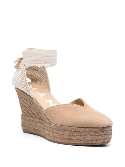 Shop Manebi Manebí Hamptons Suede Heart-shaped Wedge Espadrilles In Dove Grey