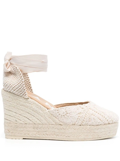 Shop Manebi Manebí Yucatán Crochet Cotton Wedge Espadrilles In White