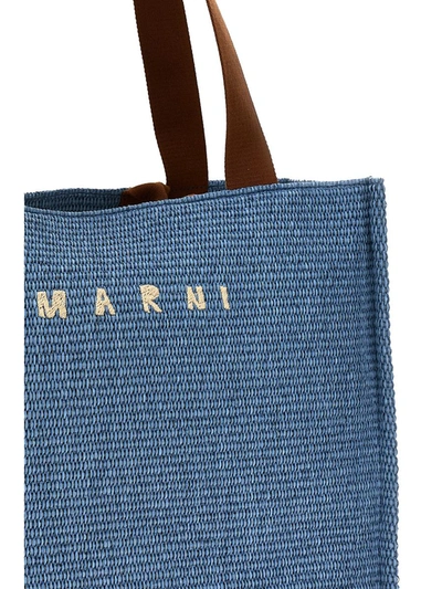 Shop Marni Large Shopping Bag With Logo Embroidery In Brown