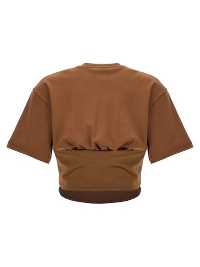 Shop Mugler Corset T-shirt In Brown