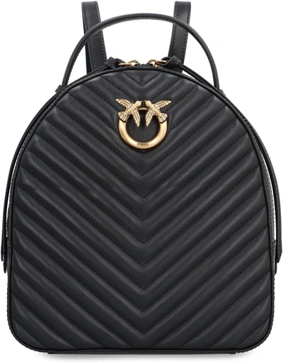 Shop Pinko Love Leather Backpack In Black
