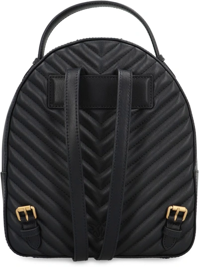 Shop Pinko Love Leather Backpack In Black