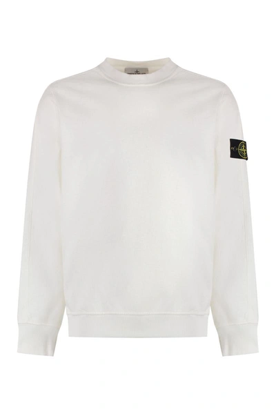Shop Stone Island Cotton Crew-neck Sweatshirt In White