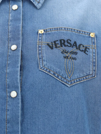 Shop Versace Shirts In Medium Blue