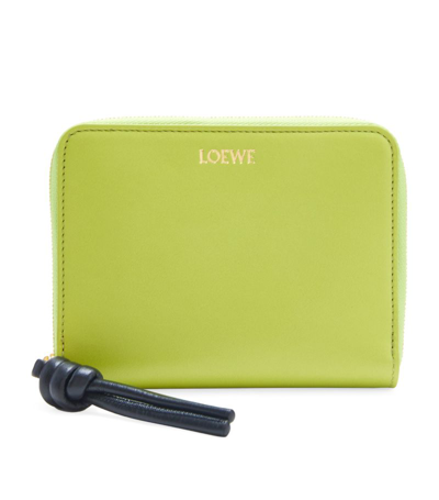 Shop Loewe Leather Knot Zip-around Wallet In Green