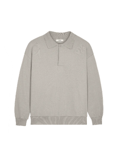 Shop Pangaia Dna Heavyweight Polo Sweatshirt In Stone