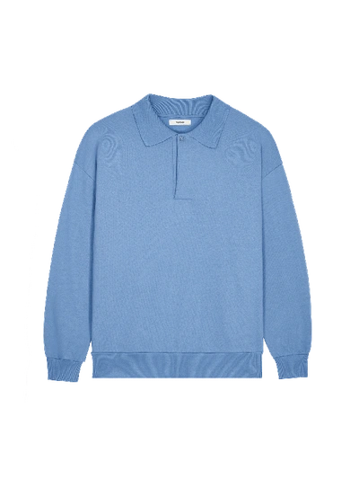 Shop Pangaia Dna Heavyweight Polo Sweatshirt In Summit Blue