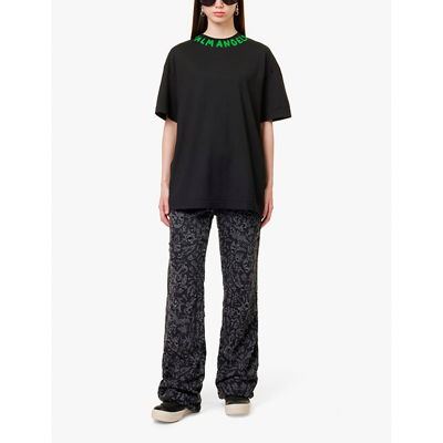 Palm Angels Seasonal Logo T-shirt In Black Green