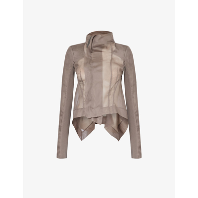Shop Rick Owens Women's Dust High-neck Asymmetric Slim-fit Cotton Jacket