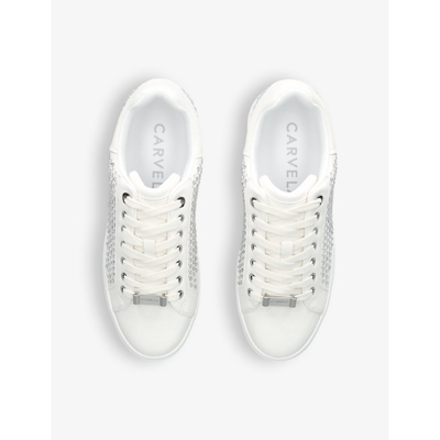 Shop Carvela Women's White Dream Jewel Crystal-embellished Woven Low-top Trainers