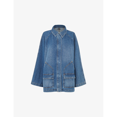Shop Whistles Women's Blue Flared-sleeve Denim Jacket