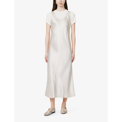 Shop Max Mara Women's Stone Talete Sleeveless Satin Midi Dress