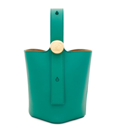 Shop Loewe Mini Leather Pebble Bucket Bag In Green