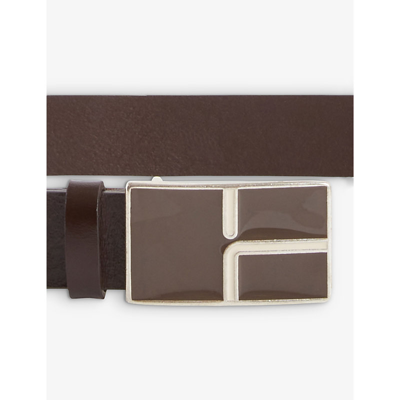 Shop Claudie Pierlot Women's Bruns Branded-buckle Narrow Leather Belt