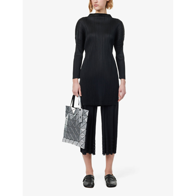 Shop Issey Miyake Pleats Please  Womens Black Pleated Wide-leg Mid-rise Knitted Trousers