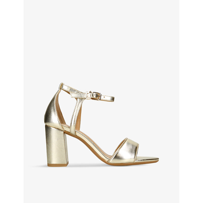 Shop Kg Kurt Geiger Women's Gold Faryn Metallic Faux-leather Heeled Sandals