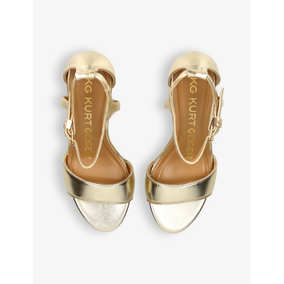 Shop Kg Kurt Geiger Women's Gold Faryn Metallic Faux-leather Heeled Sandals