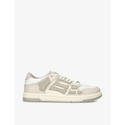 Shop Amiri Skel Leather Low-top Trainers In White/oth