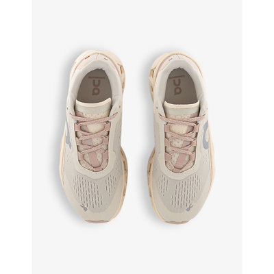 On-running Womens Moon Fawn F Cloudmonster Cushioned Chunky-soled Mesh Low-top Trainers In Moon Fawn F