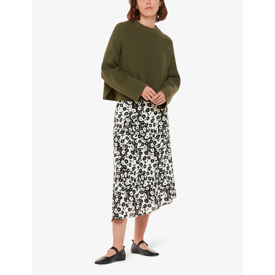 Shop Whistles Women's Monochrome Riley Floral-print Woven Midi Skirt