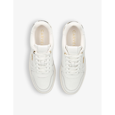 Shop Carvela Women's White Flex Logo-print Leather Low-top Trainers