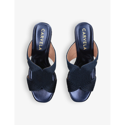 Shop Carvela Womens Vy Gala Rope-effect Woven Heeled Sandals In Navy