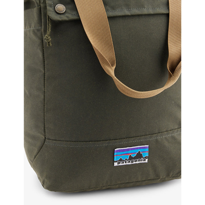 Shop Patagonia Brand-patch Waxed-canvas Tote Bag In Basin Green
