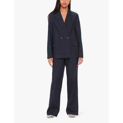 Whistles Womens Navy Joanna Patch-pocket Denim Blazer In Navy