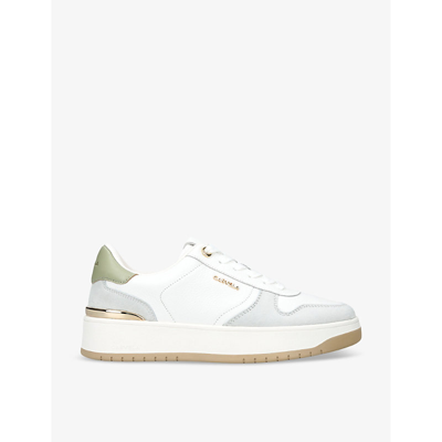 Shop Carvela Flex Logo-print Leather Low-top Trainers In Pale Green