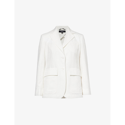Shop Weekend Max Mara Dattero Single-breasted Cotton And Linen-blend Blazer In Ivory