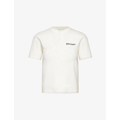Shop Palm Angels Women's Off White Black Classic Brand-logo Cotton-jersey T-shirt