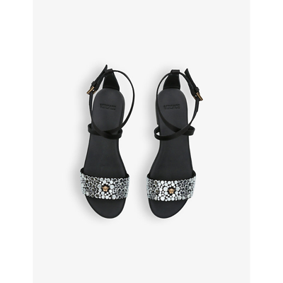 Shop Versace Girls Black Kids Medusa Crystal-embellished Woven Sandals
