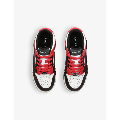 Shop Amiri Boys Blk/red Kids Skeltop Leather Low-top Trainers