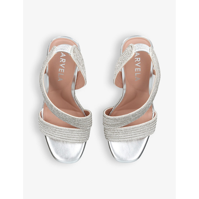 Shop Carvela Women's Silver Gala Crystal-embellished Woven Heeled Sandals