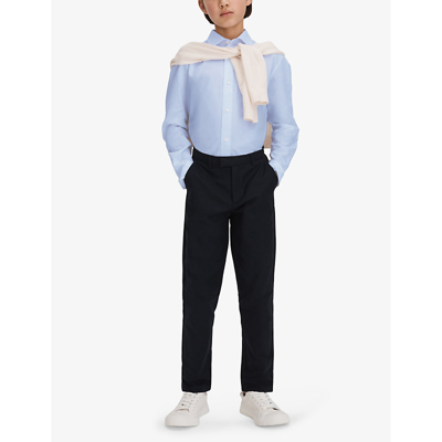 Shop Reiss Remote Slim-fit Cotton Shirt 3-14 Years In Soft Blue