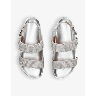Shop Carvela Women's Silver Gala Crystal-embellished Woven Sandals