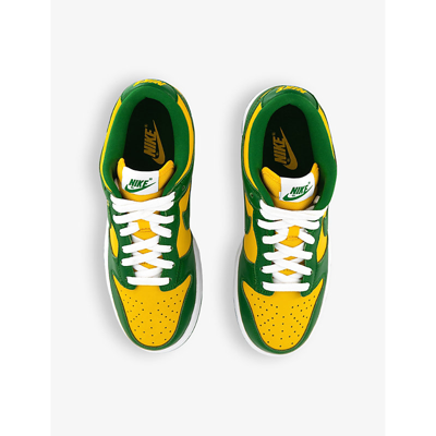 Shop Nike Mens Varsity Maize Pine Green Dunk Low Leather Low-top Trainers
