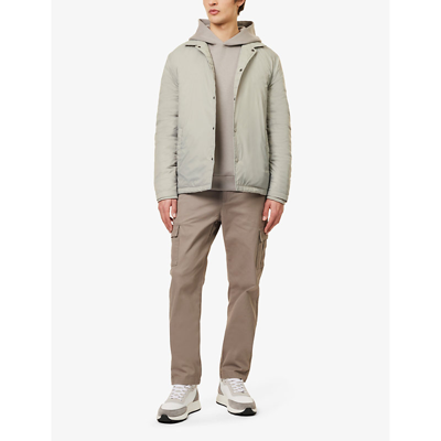 Shop Arne Collared Padded Shell Coach Jacket In Stone