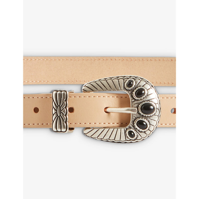 Shop Claudie Pierlot Women's Naturels Bead-embellished Narrow Leather Belt