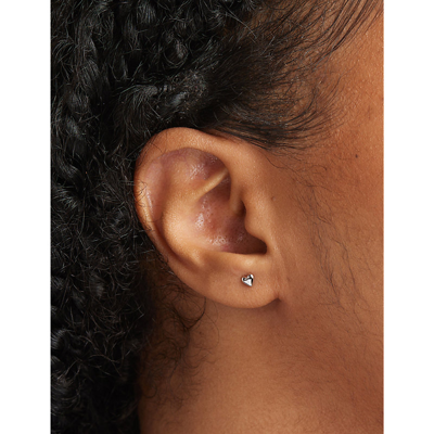 Astrid & Miyu Heart Rhodium-plated Sterling-silver Stud Earrings In Rhodium