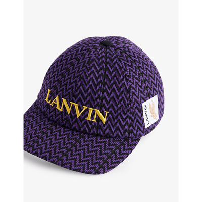 Shop Lanvin X Future Curb Branded Cotton-blend Cap In Black/purple  Reign