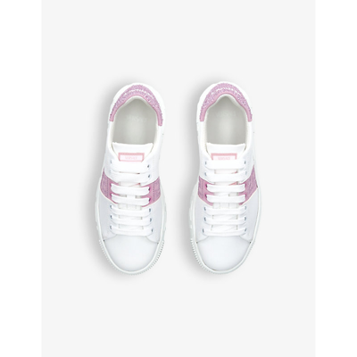 Shop Versace La Greca Brand-print Leather Low-top Trainers In White
