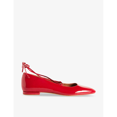 Shop Claudie Pierlot Womens Rouges Augustin Pointed-toe Leather Ballet Flats