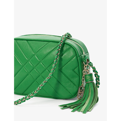 Shop Dune Chancery Quilted Leather Cross-body Bag In Green-leather