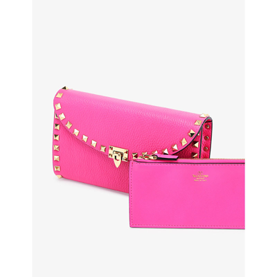 Shop Valentino Rockstud Leather Cross-body Bag In Pink Pp