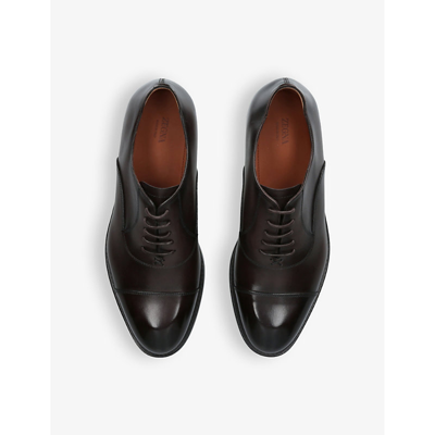 Shop Ermenegildo Zegna Torino Cap-toe Leather Oxford Shoes In Dark Brown