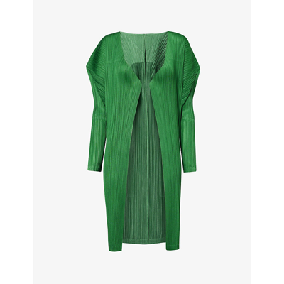 Shop Issey Miyake Pleats Please  Women's Green February Regular-fit Knitted Cardigan