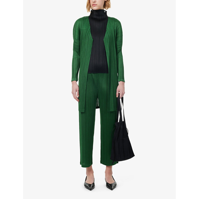 Shop Issey Miyake Pleats Please  Women's Green February Regular-fit Knitted Cardigan