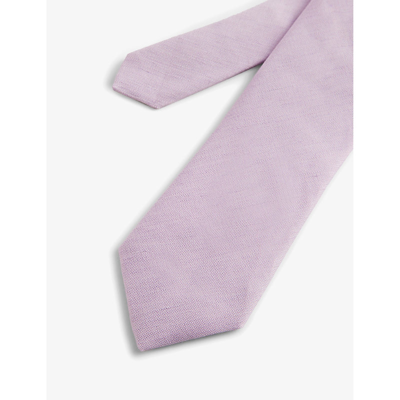 Shop Ted Baker Men's Lilac Textured-weave Silk And Linen Tie