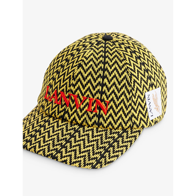 Shop Lanvin Mens Black/yellow X Future Curb Branded Cotton-blend Cap